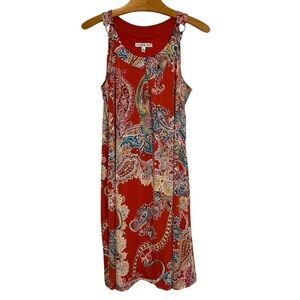 NWT Women’s Small Robbie Bee Sleeveless Paisley Tropical Dress Knee-Length